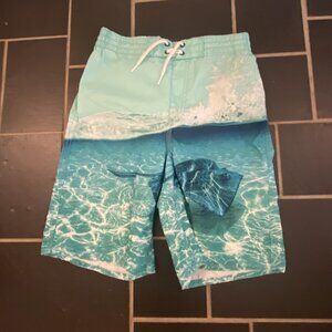 Boys Old Navy Swim Trunks XL (14 to 16), Aqua, Green and White
